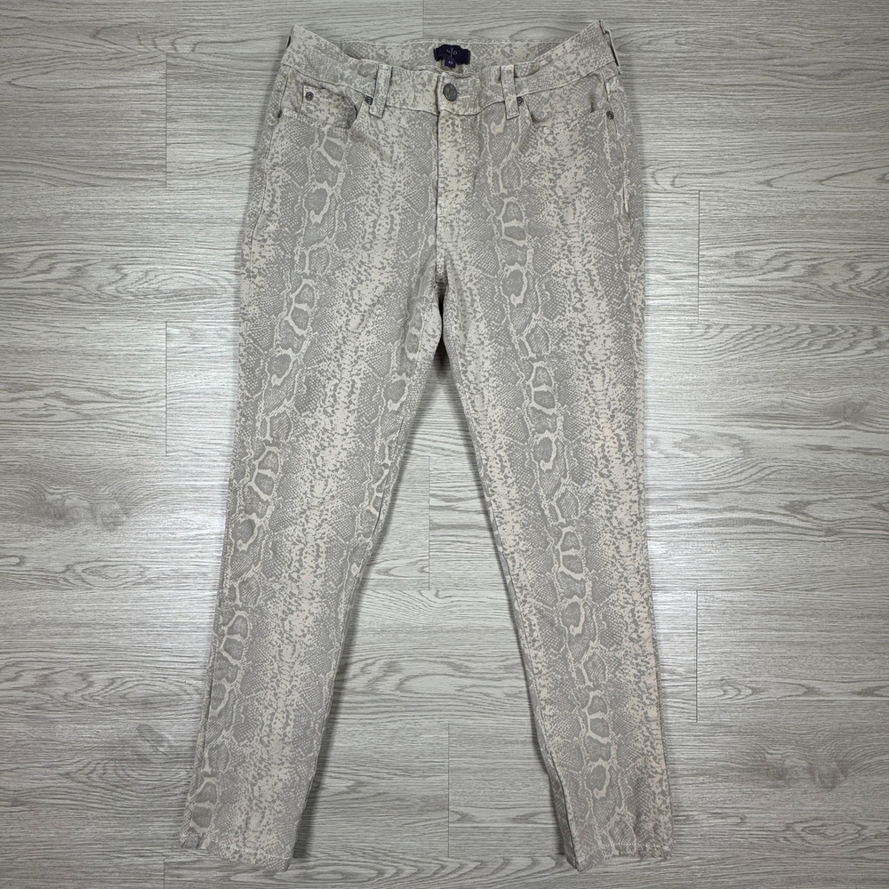 NYDJ Women's Skinny Pants Snakeskin Print Beige 4P Animal Print‎ Stretch Jeans